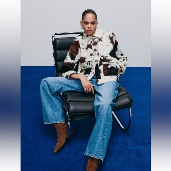 Bernardo Cow Print Faux Fur Jacket - Picture 3 of 7